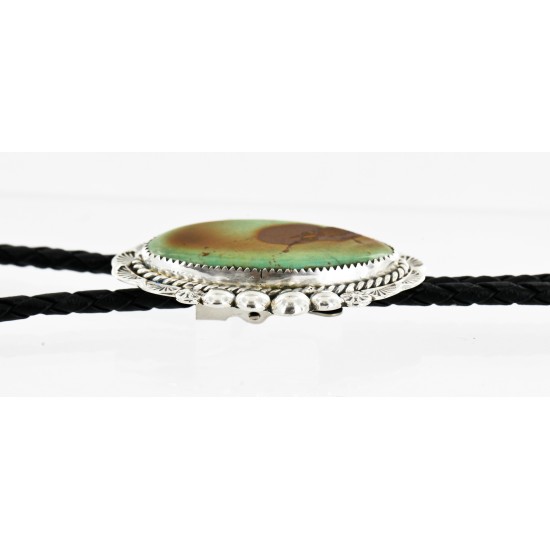 Handmade Certified Authentic Navajo .925 Sterling Silver Natural Turquoise Native American Bolo Tie  24408-1