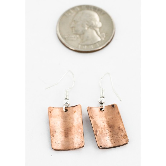 Handmade Certified Authentic Navajo Pure Copper Dangle Native American Earrings 27182-1