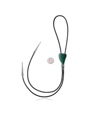 Heart .925 Sterling Silver Certified Authentic Handmade Navajo Native American Natural Turquoise Bolo Tie 34388 Heart .925 Sterling Silver Certified Authentic Handmade Navajo Native American Natural Turquoise Bolo Tie 34388