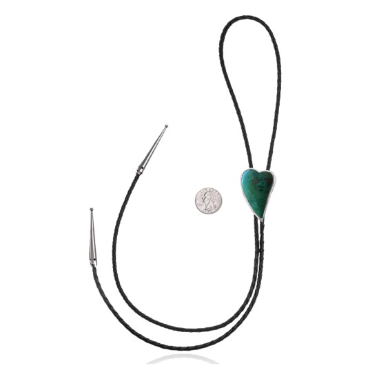 Heart .925 Sterling Silver Certified Authentic Handmade Navajo Native American Natural Turquoise Bolo Tie 34388 Heart .925 Sterling Silver Certified Authentic Handmade Navajo Native American Natural Turquoise Bolo Tie 34388