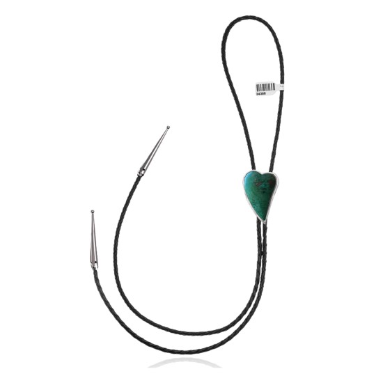 Heart .925 Sterling Silver Certified Authentic Handmade Navajo Native American Natural Turquoise Bolo Tie 34388 Heart .925 Sterling Silver Certified Authentic Handmade Navajo Native American Natural Turquoise Bolo Tie 34388