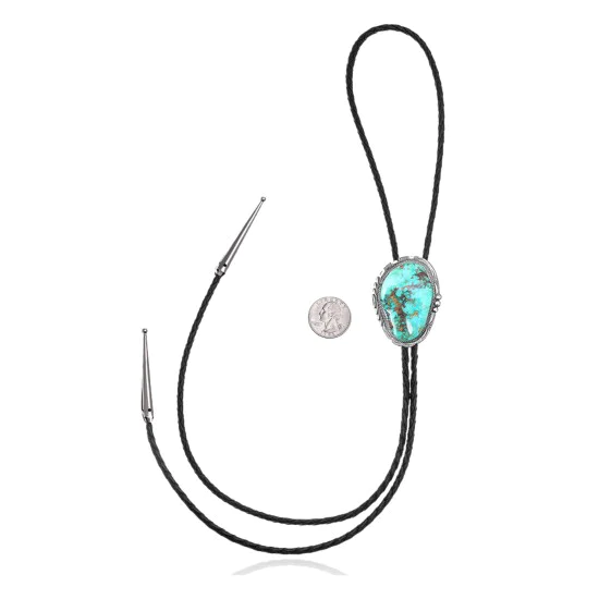 Wave .925 Sterling Silver Handmade Navajo Native American Natural Turquoise Bolo Tie 34392 Wave .925 Sterling Silver Handmade Navajo Native American Natural Turquoise Bolo Tie 34392