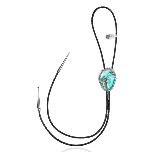 Wave .925 Sterling Silver Handmade Navajo Native American Natural Turquoise Bolo Tie 34392 Wave .925 Sterling Silver Handmade Navajo Native American Natural Turquoise Bolo Tie 34392