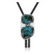 Wave .925 Sterling Silver Certified Authentic Handmade Navajo Native American Natural Turquoise Bolo Tie 34394