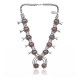 Squash Blossom .925 Sterling Silver Certified Authentic Navajo Native American Coral Necklace 35103