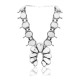 Squash Blossom .925 Sterling Silver Certified Authentic Navajo Native American White Buffalo Necklace 35105
