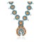Squash Blossom .925 Sterling Silver Certified Authentic Navajo Native American Natural Turquoise Coral Necklace 35109