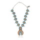 Squash Blossom .925 Sterling Silver Certified Authentic Navajo Native American Natural Turquoise Coral Necklace 35109