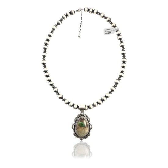Sun .925 Sterling Silver Certified Authentic Navajo Native American Natural Turquoise Necklace 35111