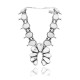 Squash Blossom .925 Sterling Silver Certified Authentic Navajo Native American White Buffalo Necklace 35113