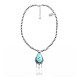 Wave .925 Sterling Silver Certified Authentic Navajo Native American Natural Turquoise Necklace 35112
