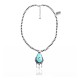 Wave .925 Sterling Silver Certified Authentic Navajo Native American Natural Turquoise Necklace 35112