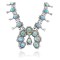 Squash Blossom .925 Sterling Silver Certified Authentic Navajo Native American Natural Turquoise Necklace 35114