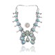 Squash Blossom .925 Sterling Silver Certified Authentic Navajo Native American Natural Turquoise Necklace 35114