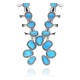 Squash Blossom .925 Sterling Silver Certified Authentic Navajo Native American Natural Turquoise Necklace 35115