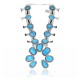 Squash Blossom .925 Sterling Silver Certified Authentic Navajo Native American Natural Turquoise Necklace 35115