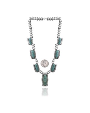 Wave .925 Sterling Silver Certified Authentic Navajo Native American Natural Turquoise Necklace 35116 Wave .925 Sterling Silver Certified Authentic Navajo Native American Natural Turquoise Necklace 35116
