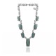 Wave .925 Sterling Silver Certified Authentic Navajo Native American Natural Turquoise Necklace 35116