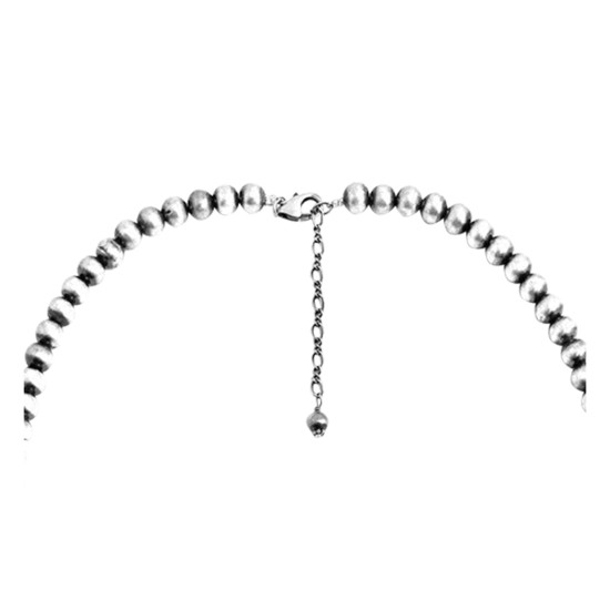 Wave .925 Sterling Silver Certified Authentic Navajo Native American Natural Turquoise Necklace 35117