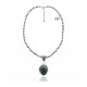 Wave .925 Sterling Silver Certified Authentic Navajo Native American Natural Turquoise Necklace 35117