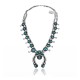 Squash Blossom .925 Sterling Silver Certified Authentic Navajo Native American Natural Turquoise Necklace 35119