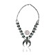 Squash Blossom .925 Sterling Silver Certified Authentic Navajo Native American Natural Turquoise Necklace 35120