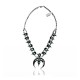 Squash Blossom .925 Sterling Silver Certified Authentic Navajo Native American Natural Turquoise Necklace 35120