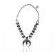 Squash Blossom .925 Sterling Silver Certified Authentic Navajo Native American Natural Turquoise Necklace 35120