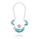 Flower .925 Sterling Silver Certified Authentic Navajo Native American Natural Turquoise Necklace 35121