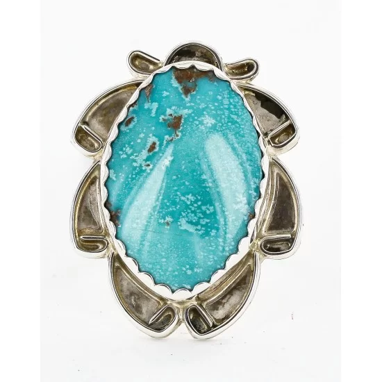 .925 Sterling Silver Handmade Navajo Natural Turquoise Native American Ring 16992 .925 Sterling Silver Handmade Navajo Natural Turquoise Native American Ring 16992