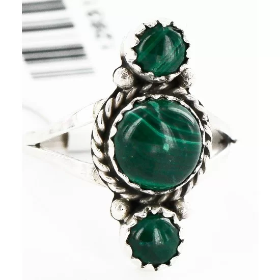 .925 Sterling Silver Handmade Navajo Natural Malachite Native American Ring 12831-2 .925 Sterling Silver Handmade Navajo Natural Malachite Native American Ring 12831-2