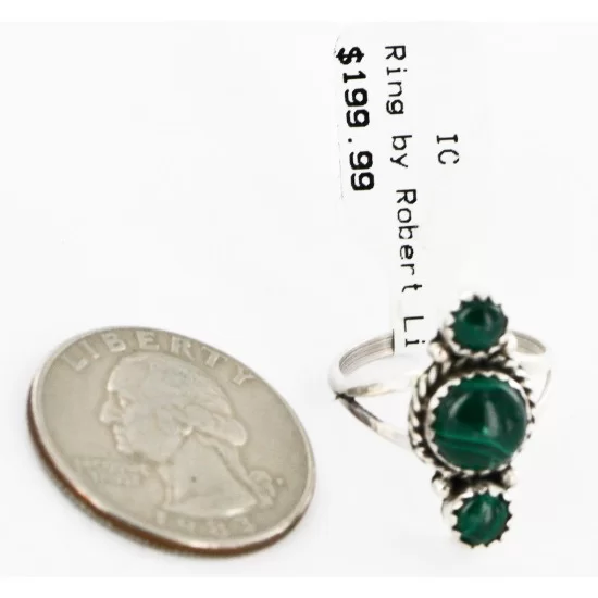 .925 Sterling Silver Handmade Navajo Natural Malachite Native American Ring 12831-2 .925 Sterling Silver Handmade Navajo Natural Malachite Native American Ring 12831-2