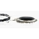 .925 Sterling Silver Handmade Certified Authentic Navajo Inlaid Natural Turquoise Snowflake Black Onyx Native American Necklace 24409-1-1588