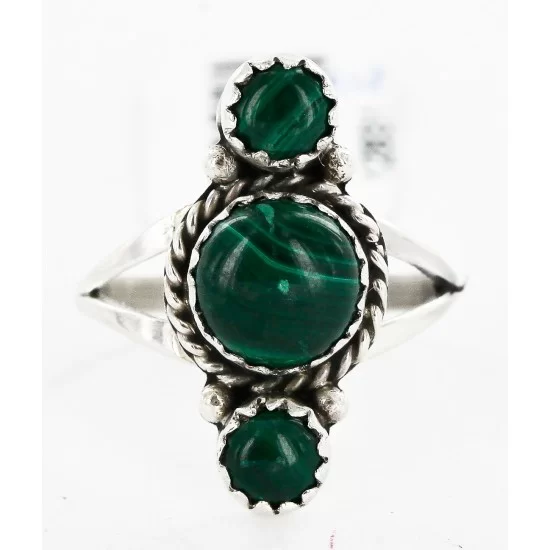 .925 Sterling Silver Handmade Navajo Natural Malachite Native American Ring 12831-2 .925 Sterling Silver Handmade Navajo Natural Malachite Native American Ring 12831-2