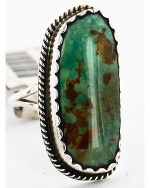 .925 Sterling Silver Handmade Certified Authentic Navajo Natural Turquoise Native American Ring  16741-26