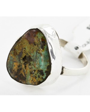 .925 Sterling Silver Handmade Certified Authentic Navajo Natural Turquoise Native American Ring  16994-1