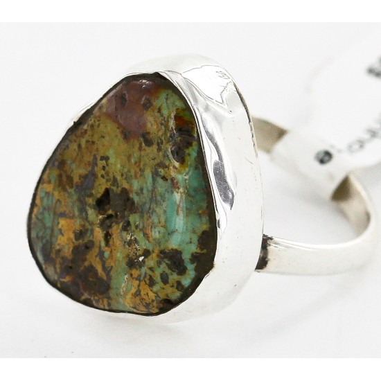 .925 Sterling Silver Handmade Certified Authentic Navajo Natural Turquoise Native American Ring  16994-1
