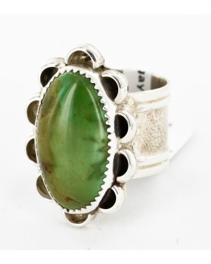 .925 Sterling Silver Handmade Certified Authentic Navajo Natural Turquoise Native American Ring  26105