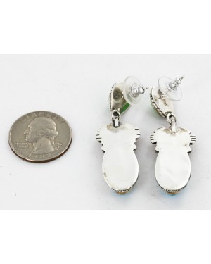 Certified Authentic Handmade Navajo .925 Sterling Silver Natural Turquoise Gaspeite Spiny Oyster Native American Dangle Earrings 27161-2