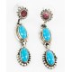 Certified Authentic Handmade Navajo .925 Sterling Silver Natural Turquoise Purple Spiny Oyster Native American Dangle Earrings 27162-4