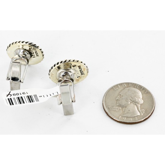 Handmade Certified Authentic Navajo .925 Sterling Silver Natural Black Onyx Native American Cuff Links 19109-4