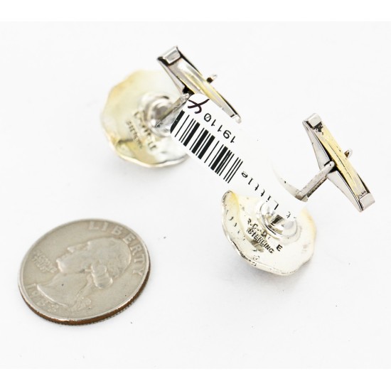 Handmade Certified Authentic Navajo .925 Sterling Silver Natural Black Onyx Native American Cuff Links 19110-4