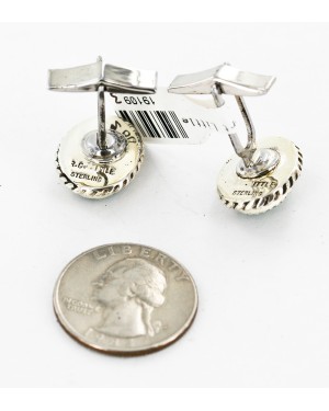 Handmade Certified Authentic Navajo .925 Sterling Silver Natural Turquoise Native American Cuff Links 19109-3