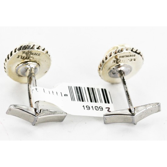 Handmade Certified Authentic Navajo .925 Sterling Silver Natural Turquoise Native American Cuff Links 19109-3