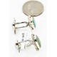 Handmade Certified Authentic Navajo .925 Sterling Silver Natural Turquoise Native American Cuff Links 19109-3