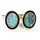 Handmade Certified Authentic Navajo .925 Sterling Silver Natural Turquoise Native American Cuff Links 19110-2