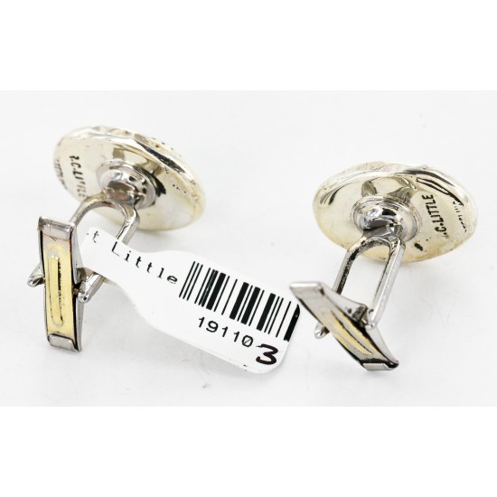 Handmade Certified Authentic Navajo .925 Sterling Silver Natural Turquoise Native American Cuff Links 19110-3