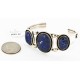 Large Handmade Certified Authentic Navajo .925 Sterling Silver Natural Lapis Native American Bracelet 12788