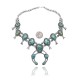 Squash Blossom .925 Sterling Silver Certified Authentic Navajo Native American Natural Turquoise Necklace 35124