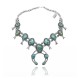 Squash Blossom .925 Sterling Silver Certified Authentic Navajo Native American Natural Turquoise Necklace 35124